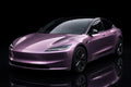 Super Gloss Radiant Purple PET vinyl wrap film on a car, front three-quarter studio view