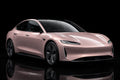 Super Gloss Frozen Berry Light PET vinyl wrap film on a car, front three-quarter studio view