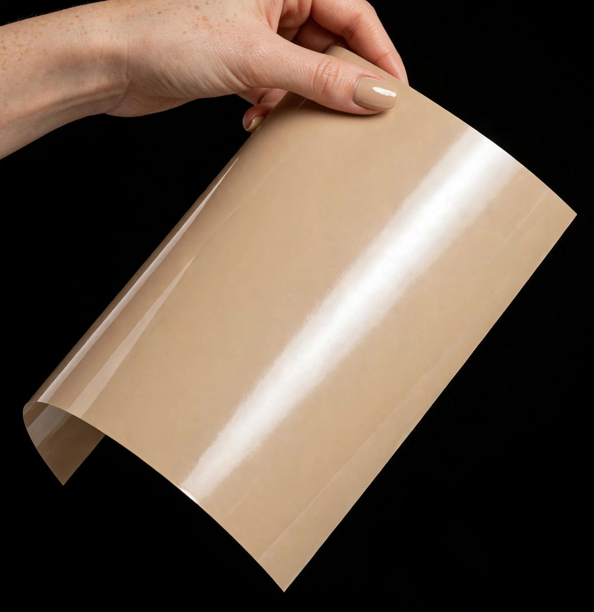 Super Gloss Desert Sand(Light) () vinyl wrap film sheet held in hand
