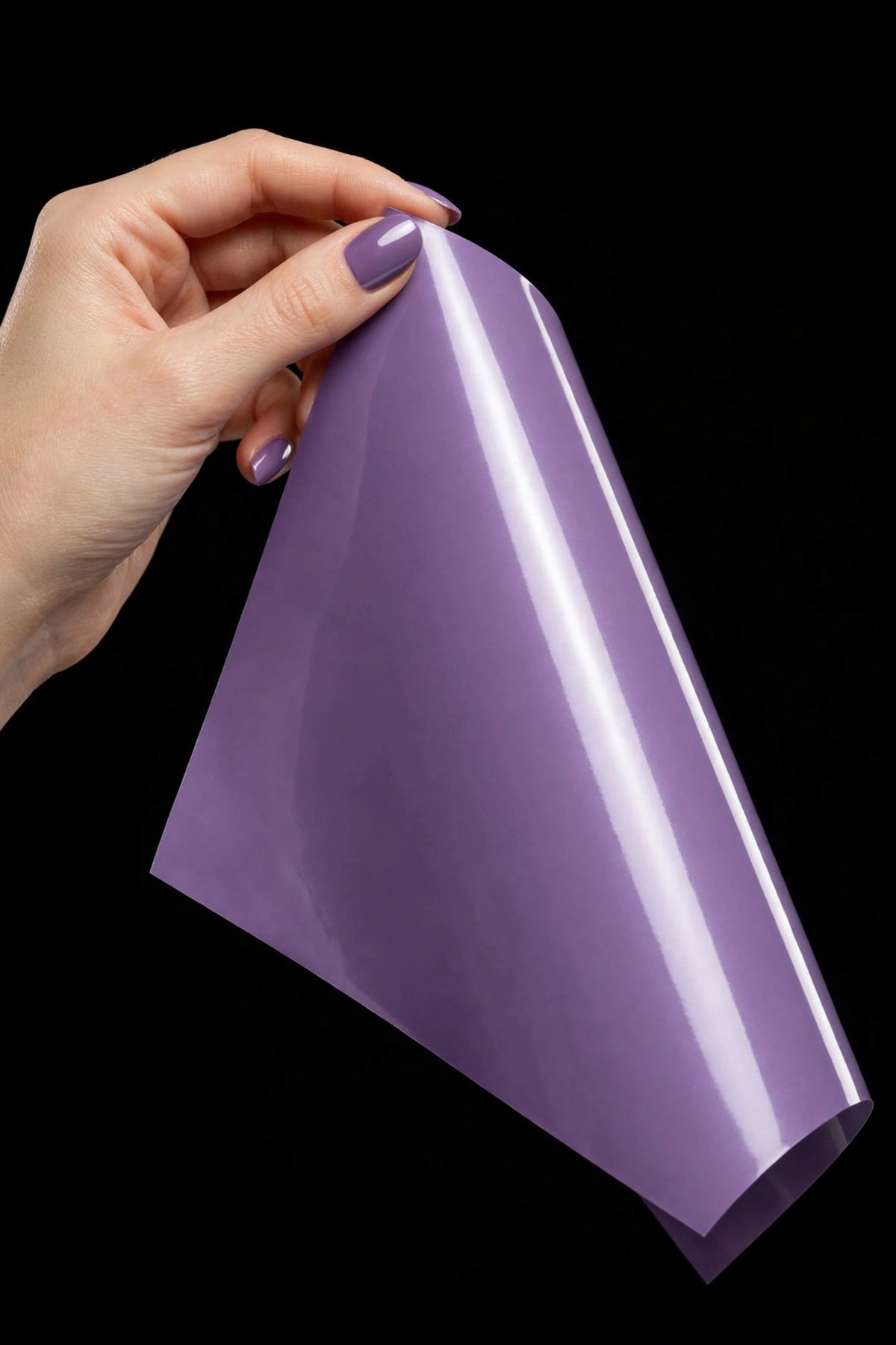 Super Gloss Provence Violet vinyl wrap film sheet held in hand