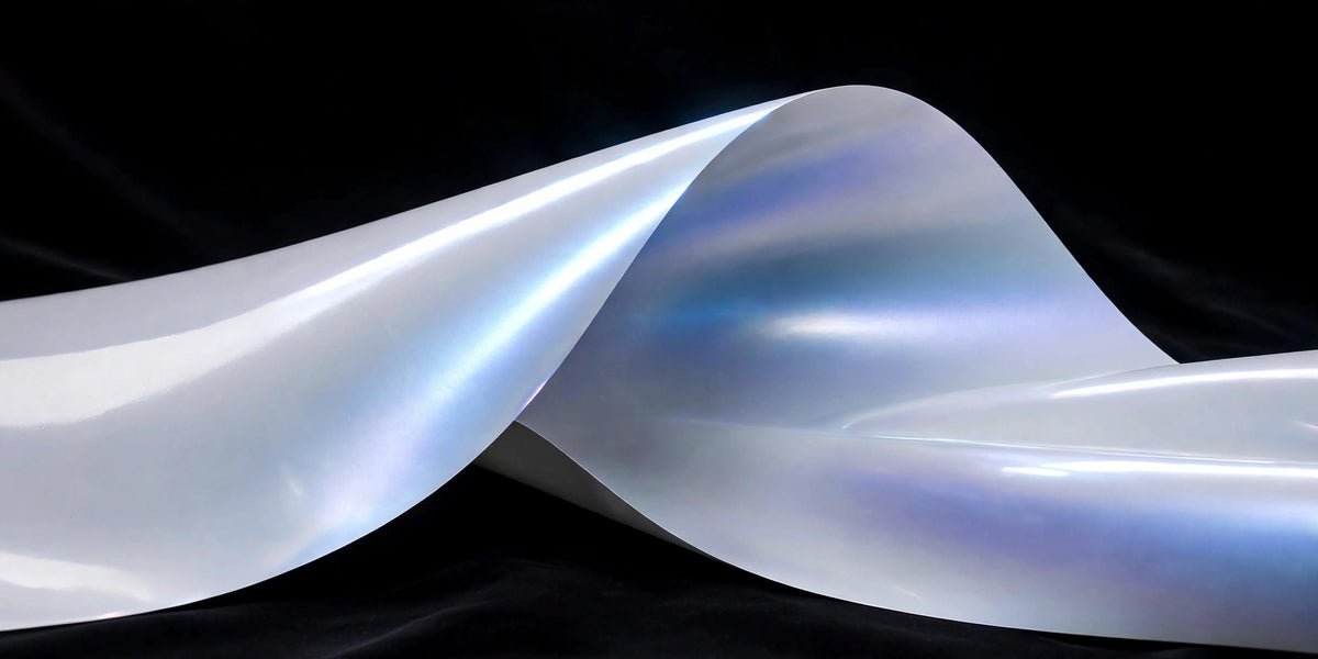 Super Gloss Pearl White Blue vinyl wrap film finish wave