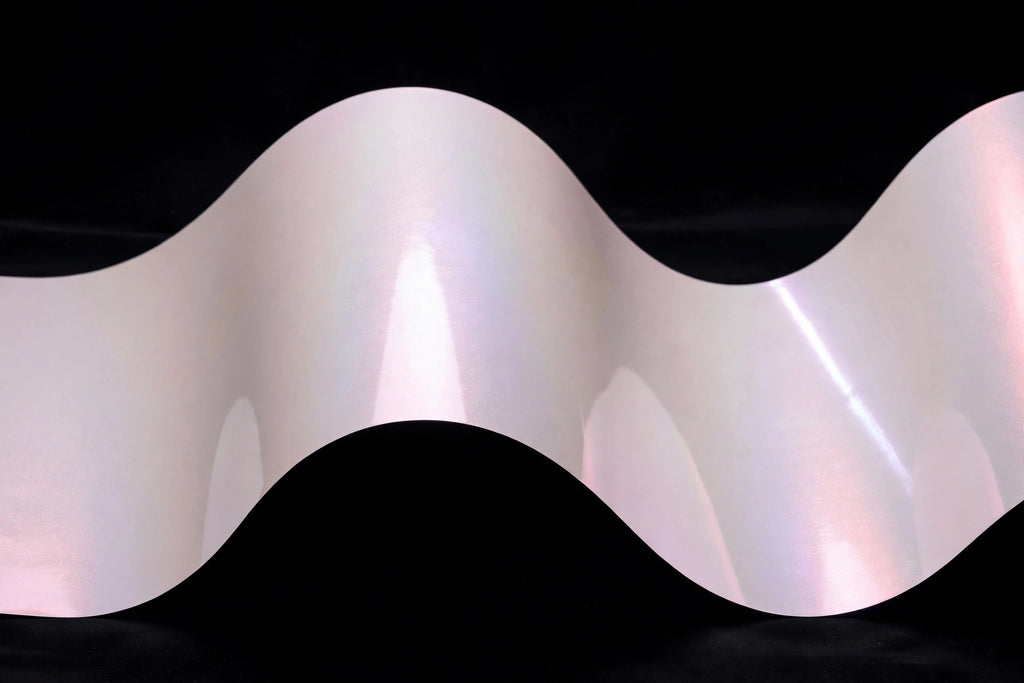 Super Gloss Pearl White Pink vinyl wrap film finish wave