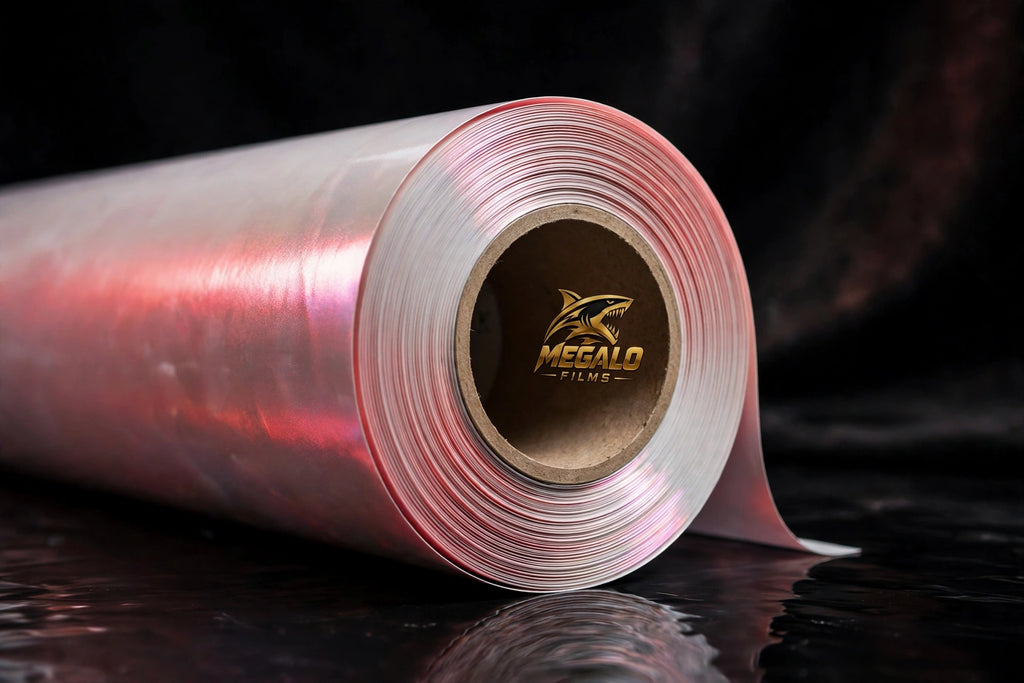 Super Gloss White Red vinyl wrap film full roll by MEGALO FILMS