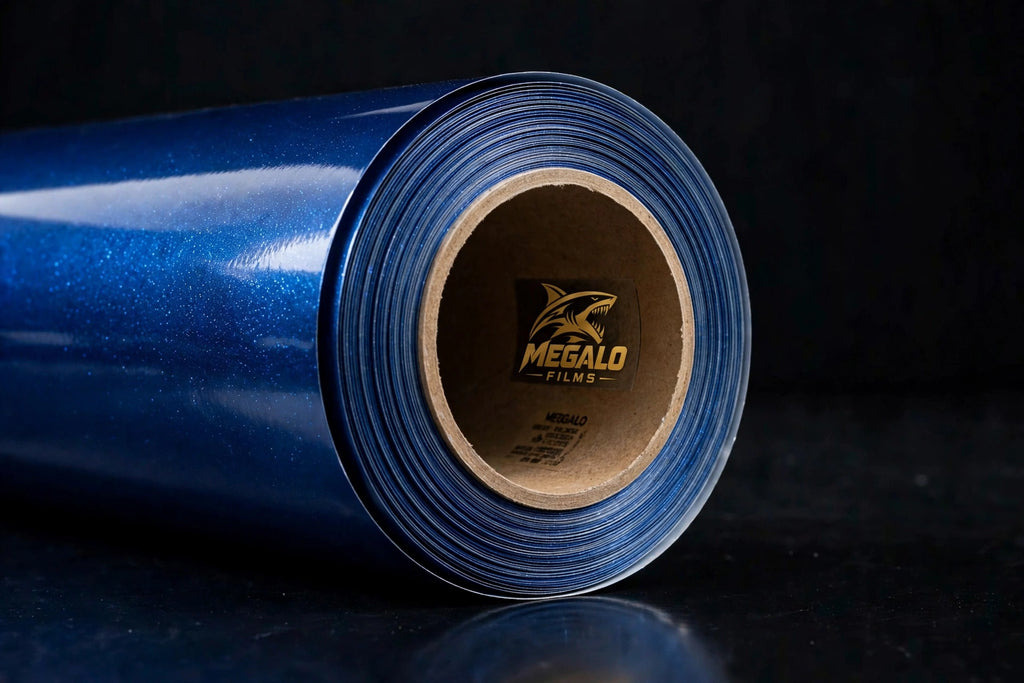 Super Gloss Galaxy Blue Metallic vinyl wrap film full roll by MEGALO FILMS