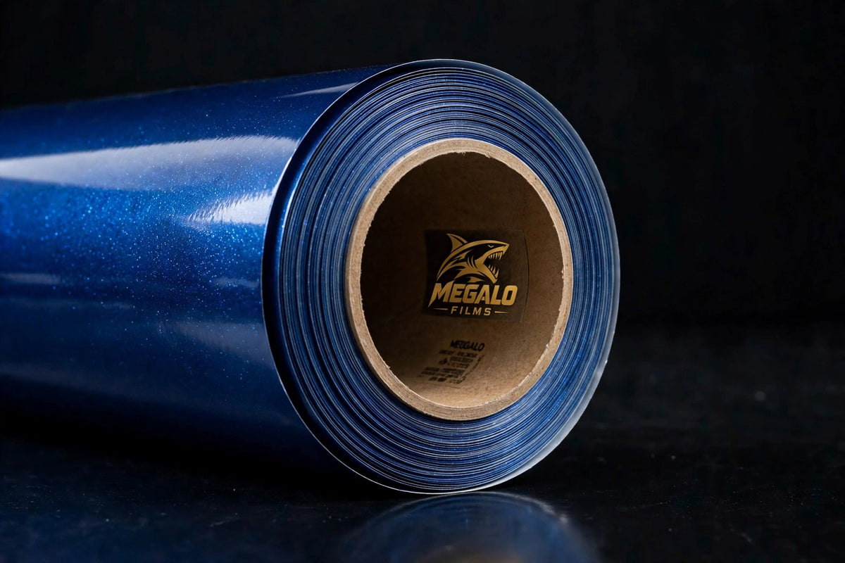Super Gloss Galaxy Blue Metallic vinyl wrap film full roll by MEGALO FILMS