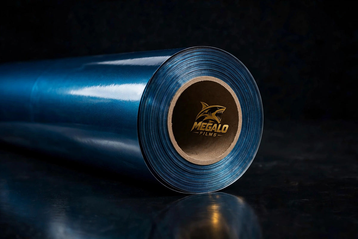 Super Gloss Midnight Cyan Metallic vinyl wrap film full roll by MEGALO FILMS
