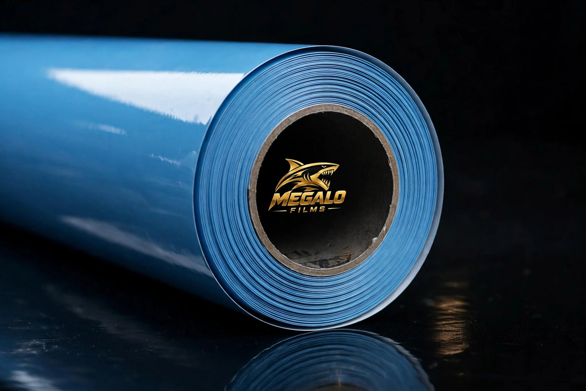 Super Gloss Sly Blue vinyl wrap film full roll by MEGALO FILMS