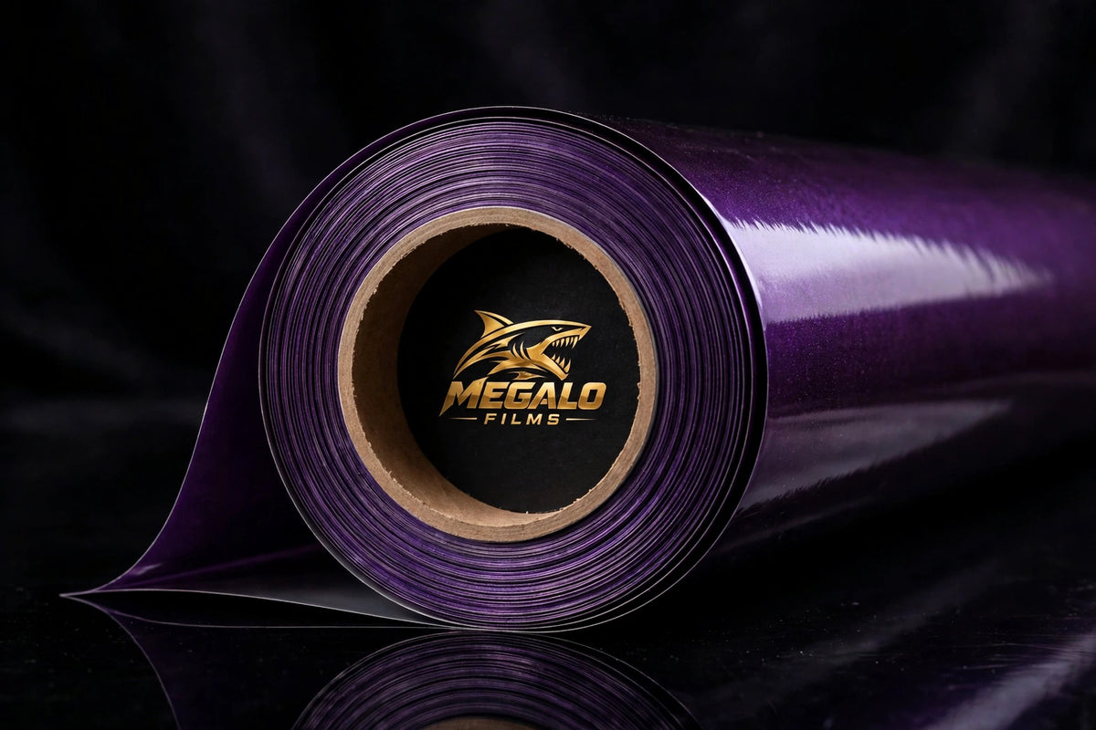Super Gloss Pearl Black Purple vinyl wrap film full roll by MEGALO FILMS