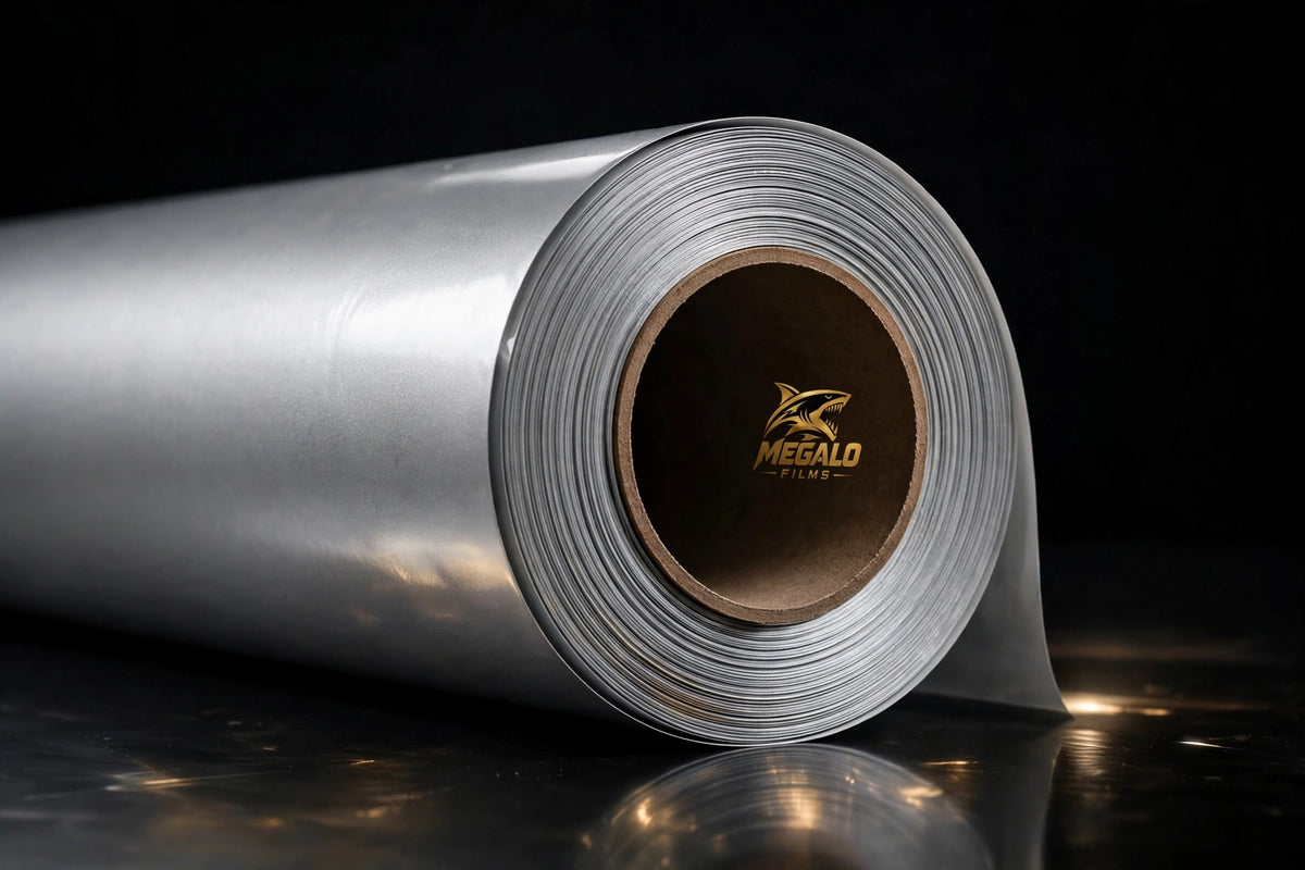 Super Gloss Titanium Silver Metallic vinyl wrap film full roll by MEGALO FILMS