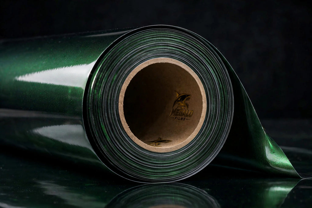 Super Gloss Pearl Black Green vinyl wrap film full roll by MEGALO FILMS