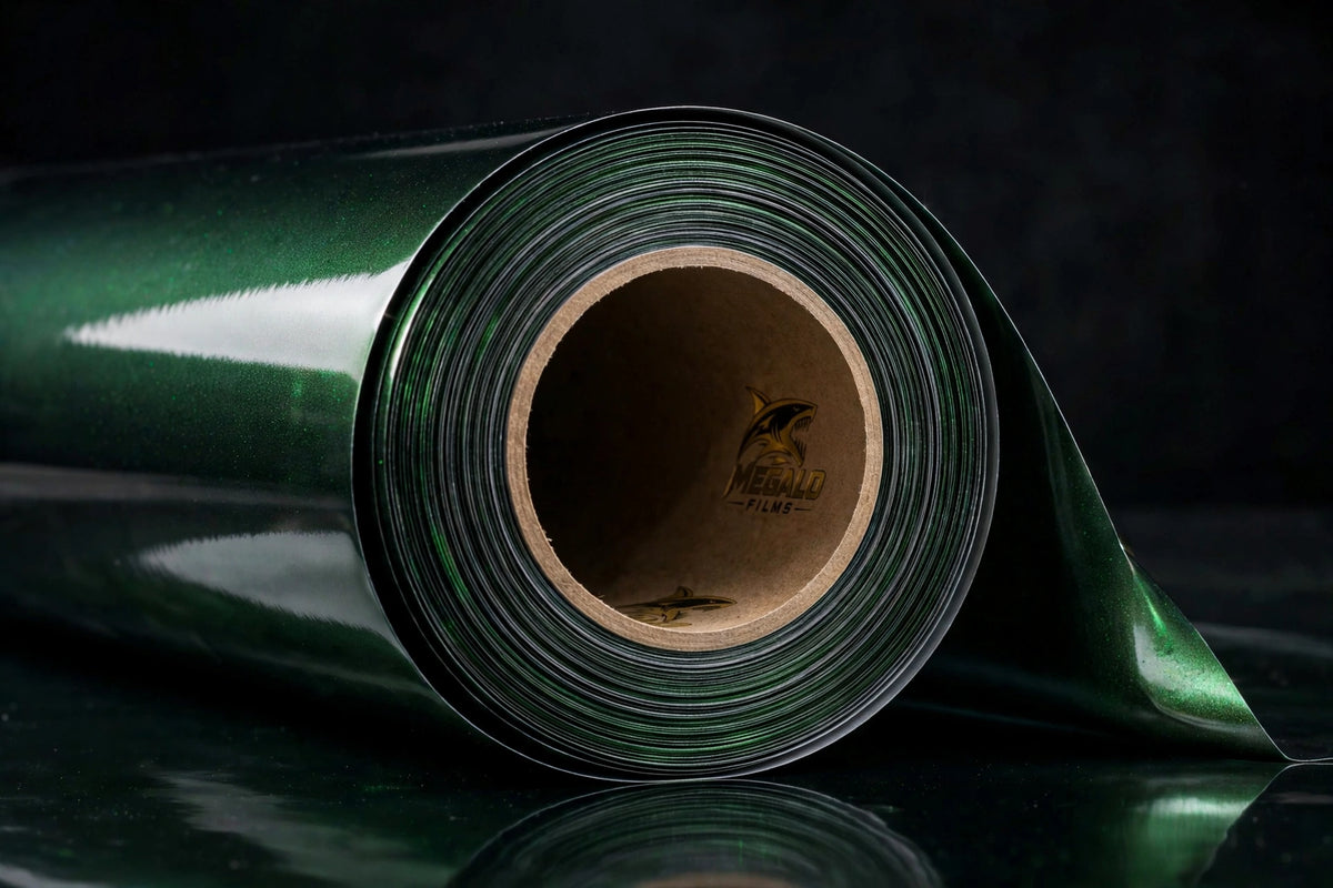 Super Gloss Pearl Black Green vinyl wrap film full roll by MEGALO FILMS