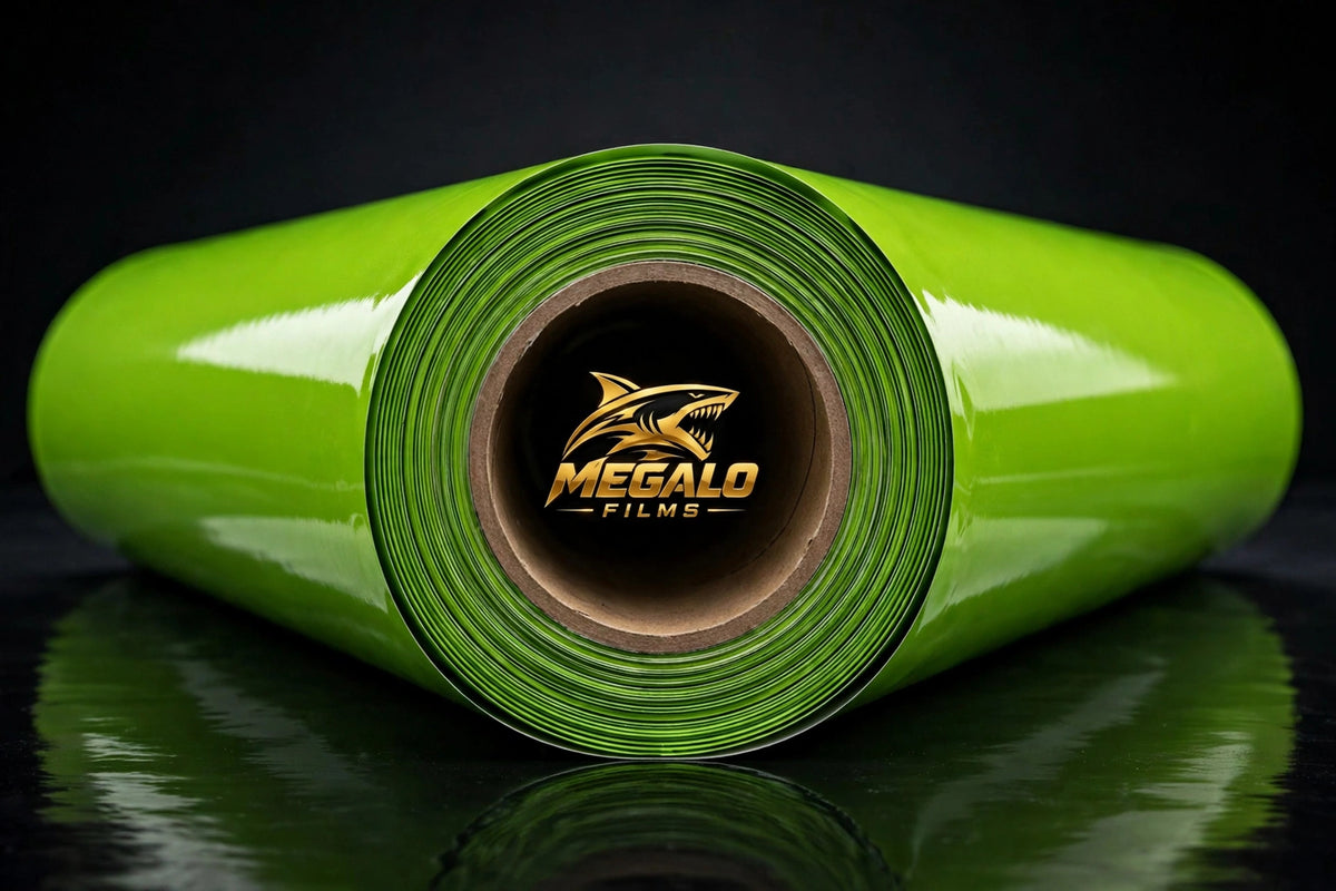 Super Gloss Apple Green vinyl wrap film full roll by MEGALO FILMS
