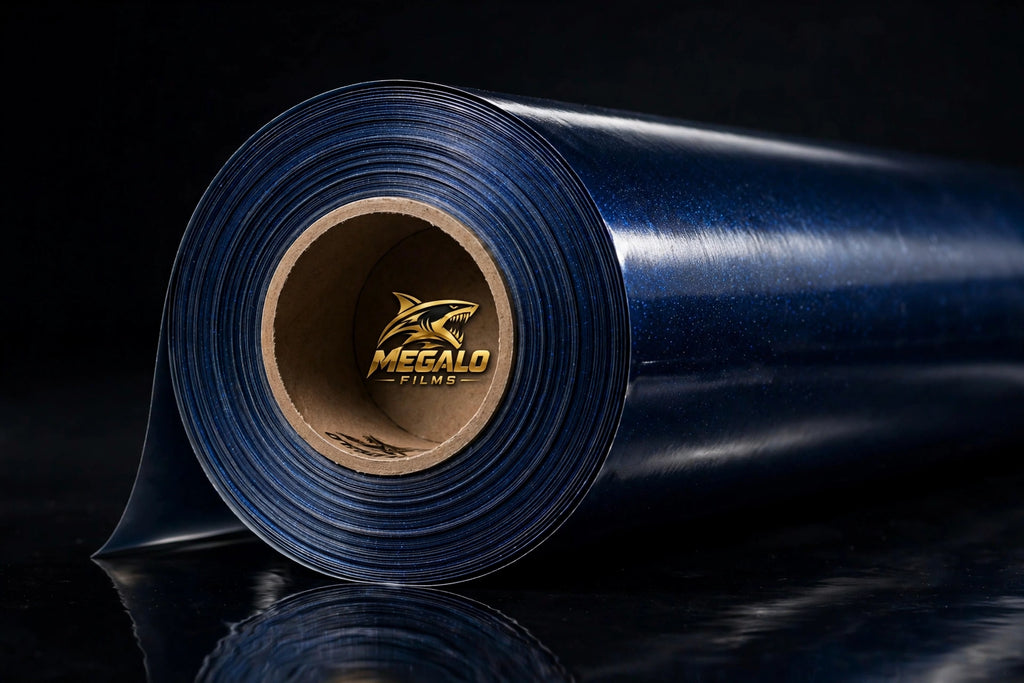 Super Gloss Midnight Blue Metallic vinyl wrap film full roll by MEGALO FILMS