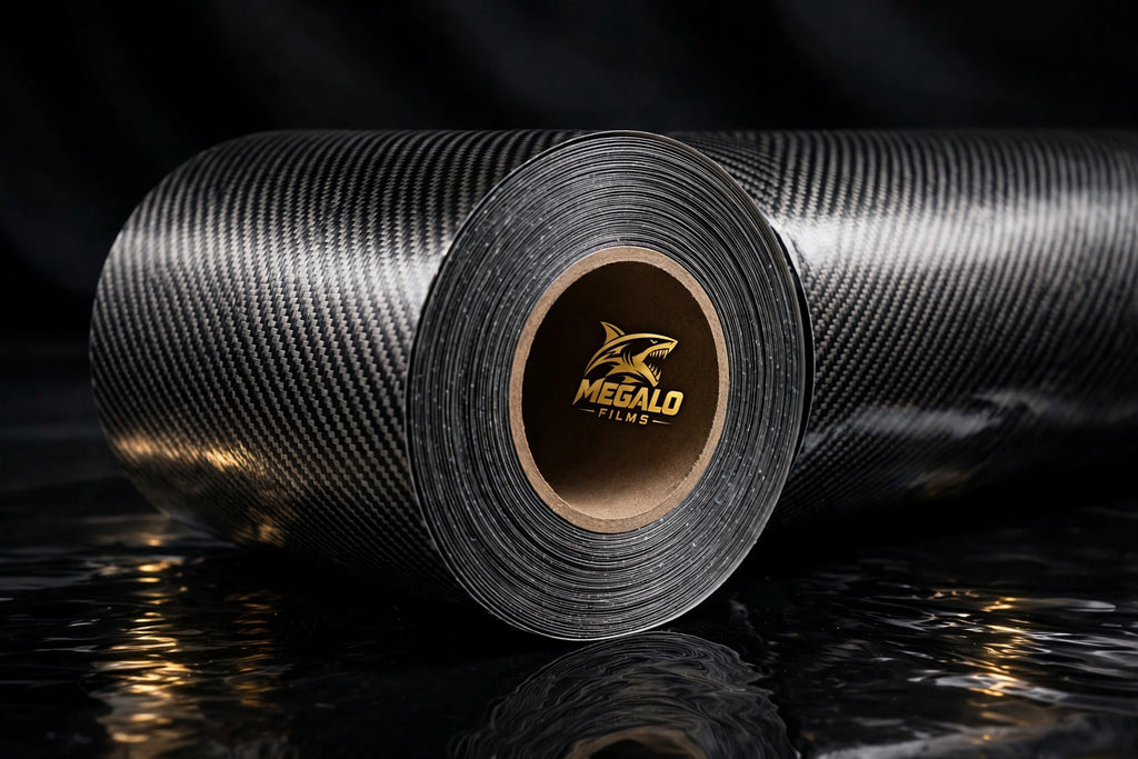 6DUltra Carbon Fiber Black Silver vinyl wrap film full roll by MEGALO FILMS