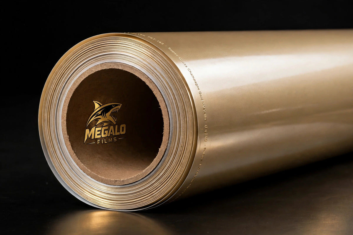Super Gloss Champagne Gold Metallic(Light) () vinyl wrap film full roll by MEGALO FILMS