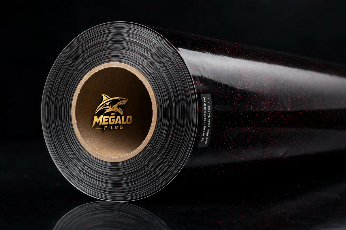 Super Gloss Galaxy Black Red(Fine Dots) () vinyl wrap film full roll by MEGALO FILMS