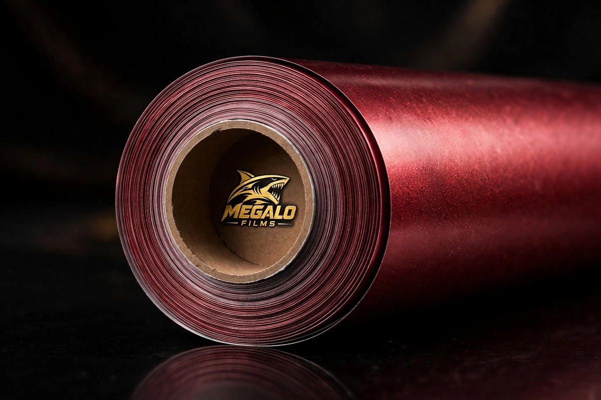 Chrome Romani Red vinyl wrap film full roll by MEGALO FILMS