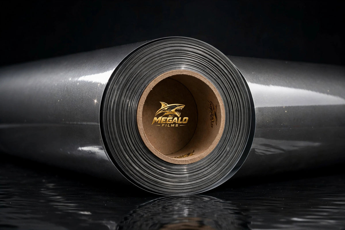 Super Gloss Tungsten Gray Metallic vinyl wrap film full roll by MEGALO FILMS