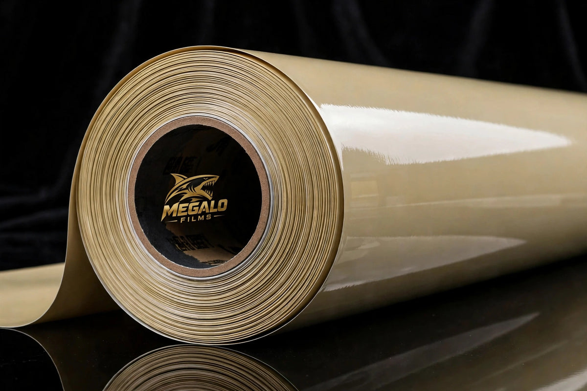 Super Gloss Khaki Cream vinyl wrap film full roll by MEGALO FILMS