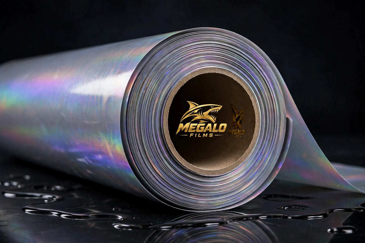 Super Gloss Iridescent Psychedelic Gray vinyl wrap film full roll by MEGALO FILMS