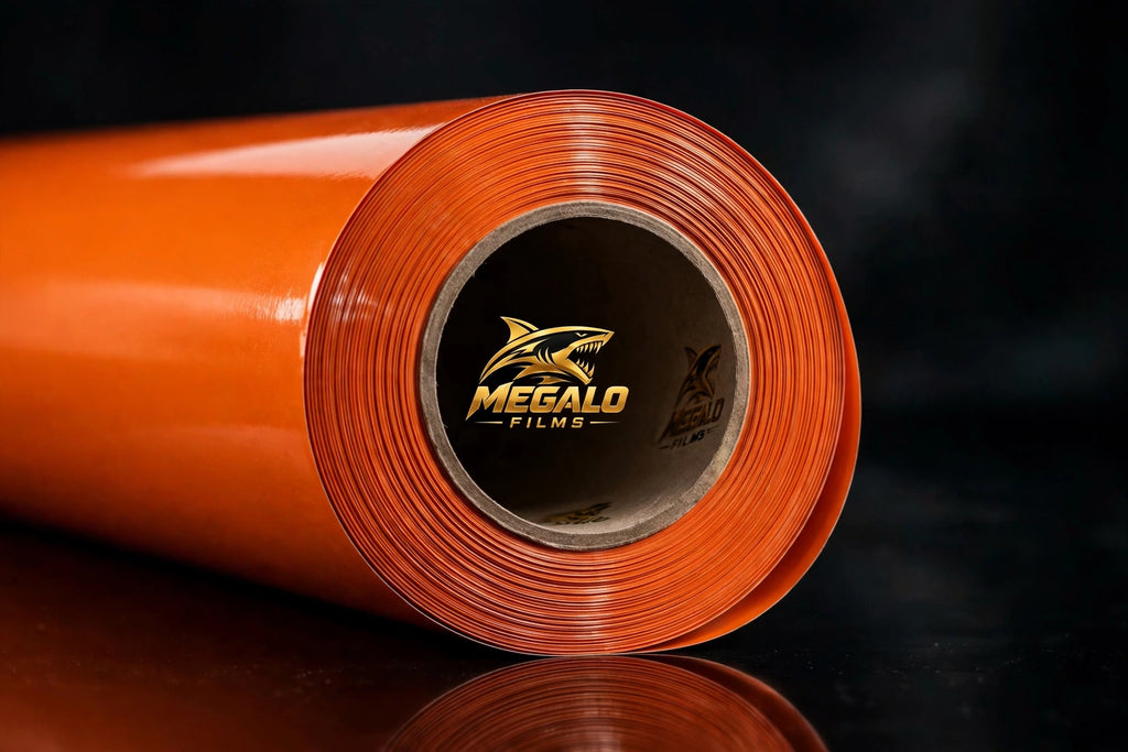 Super Gloss Racing Orange vinyl wrap film full roll by MEGALO FILMS