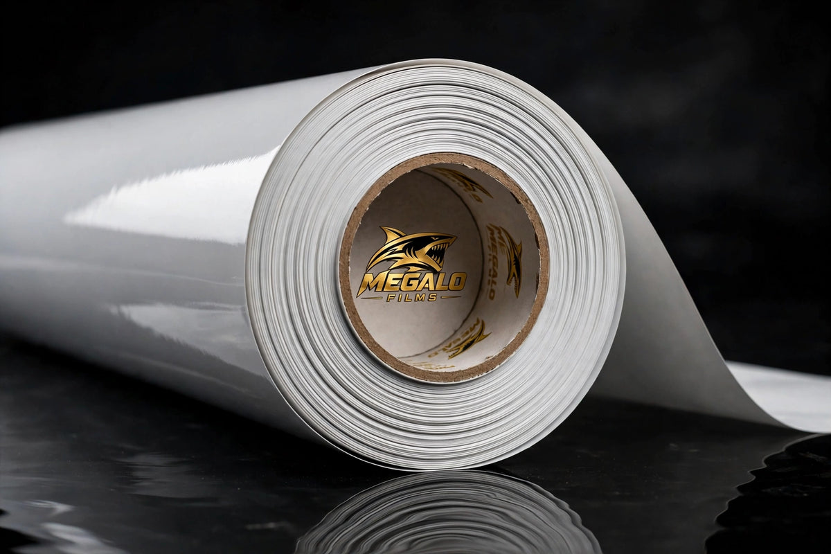 Super Gloss Moonlight White vinyl wrap film full roll by MEGALO FILMS