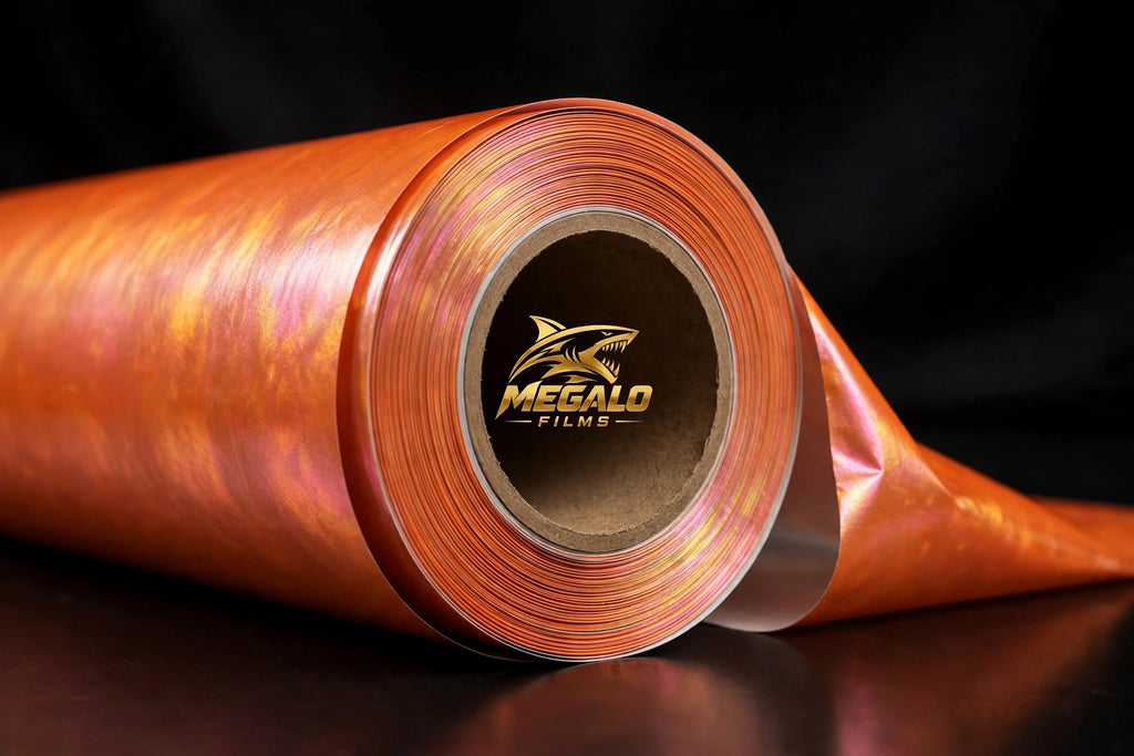 Phantom Flare Racing Orange vinyl wrap film full roll by MEGALO FILMS