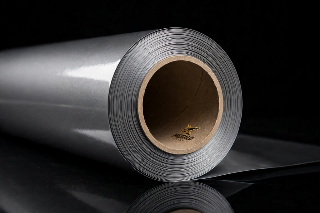 Super Gloss Titanium Steel Gray Metallic vinyl wrap film full roll by MEGALO FILMS