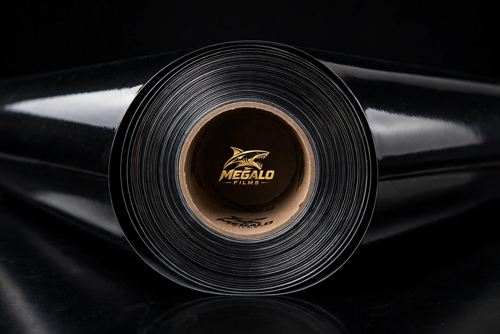Super Gloss Pure Black(Self Healing) vinyl wrap film full roll by MEGALO FILMS