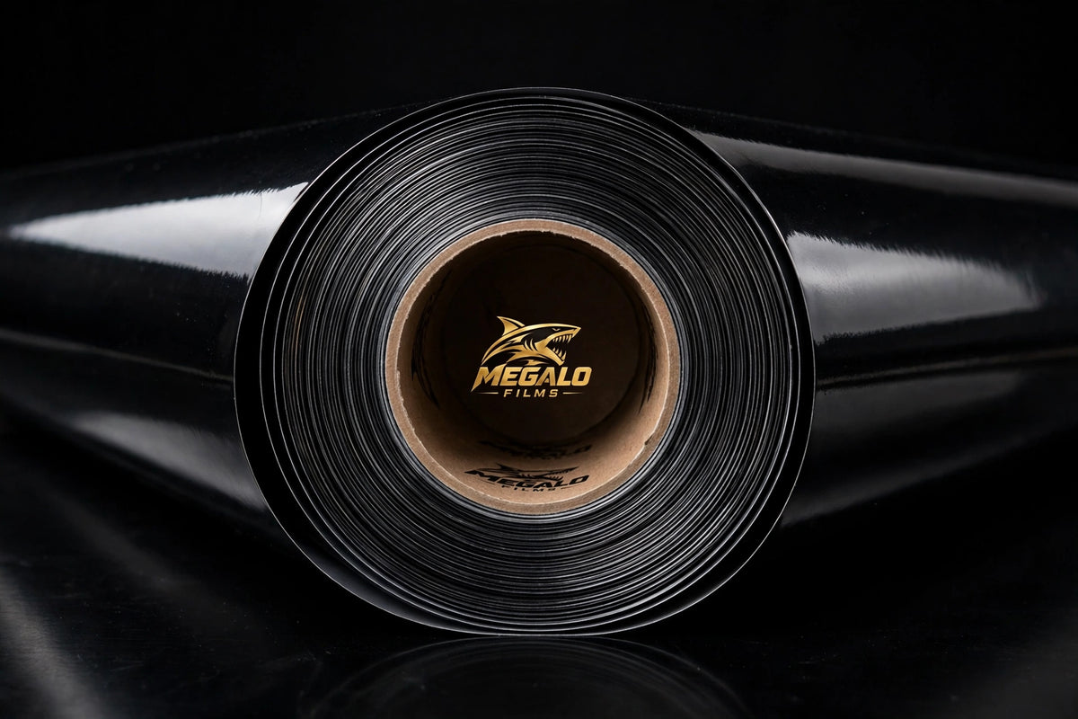 Super Gloss Pure Black(Self Healing) vinyl wrap film full roll by MEGALO FILMS