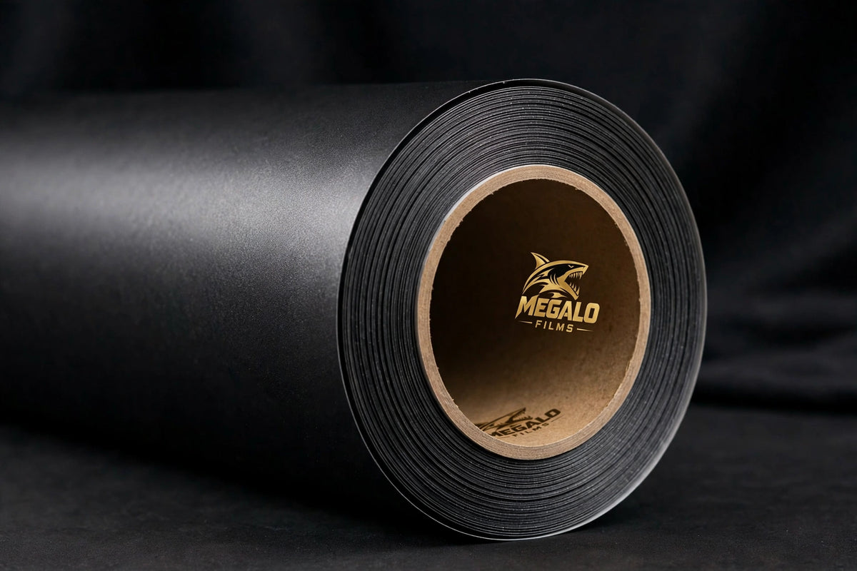 Matte Metallic Black vinyl wrap film full roll by MEGALO FILMS