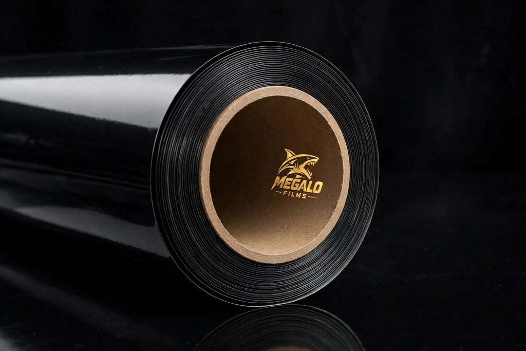 Super Gloss Pure Black vinyl wrap film full roll by MEGALO FILMS