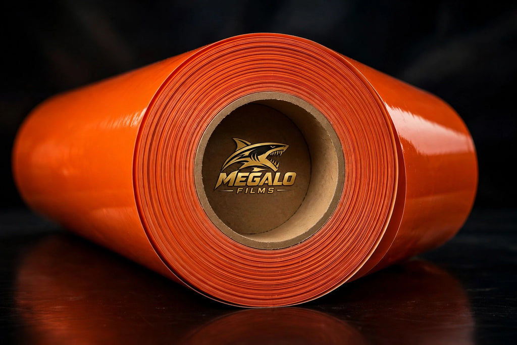 Super Gloss Flame Orange vinyl wrap film full roll by MEGALO FILMS