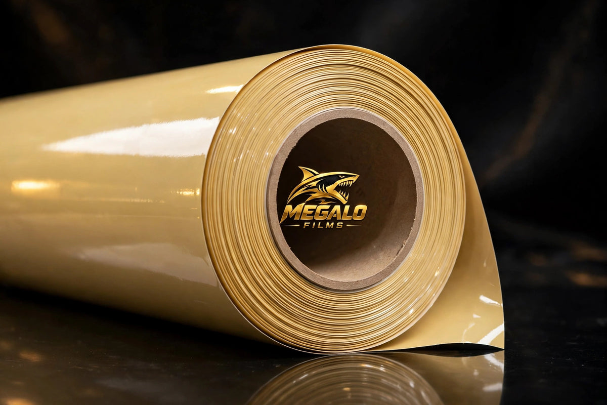 Super Gloss Dune Yellow vinyl wrap film full roll by MEGALO FILMS