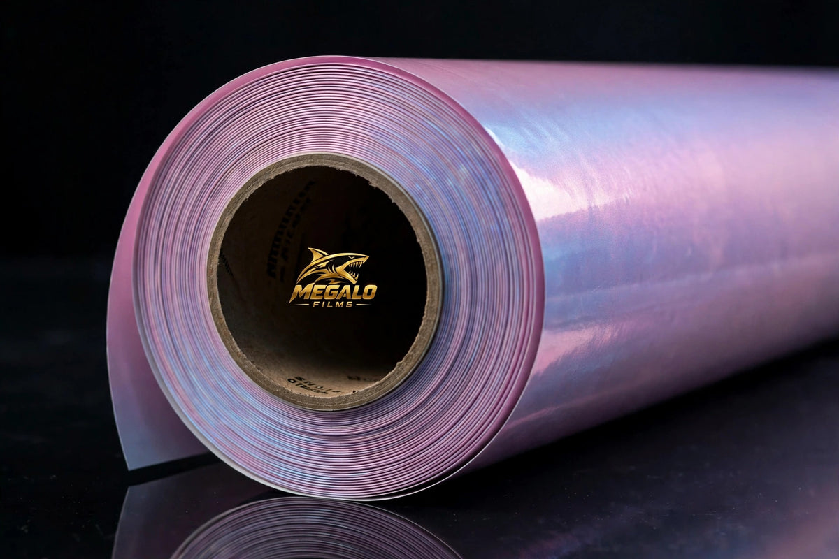 Super Gloss Blue Pink vinyl wrap film full roll by MEGALO FILMS