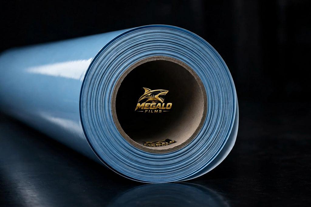 Super Gloss Powder Blue vinyl wrap film full roll by MEGALO FILMS