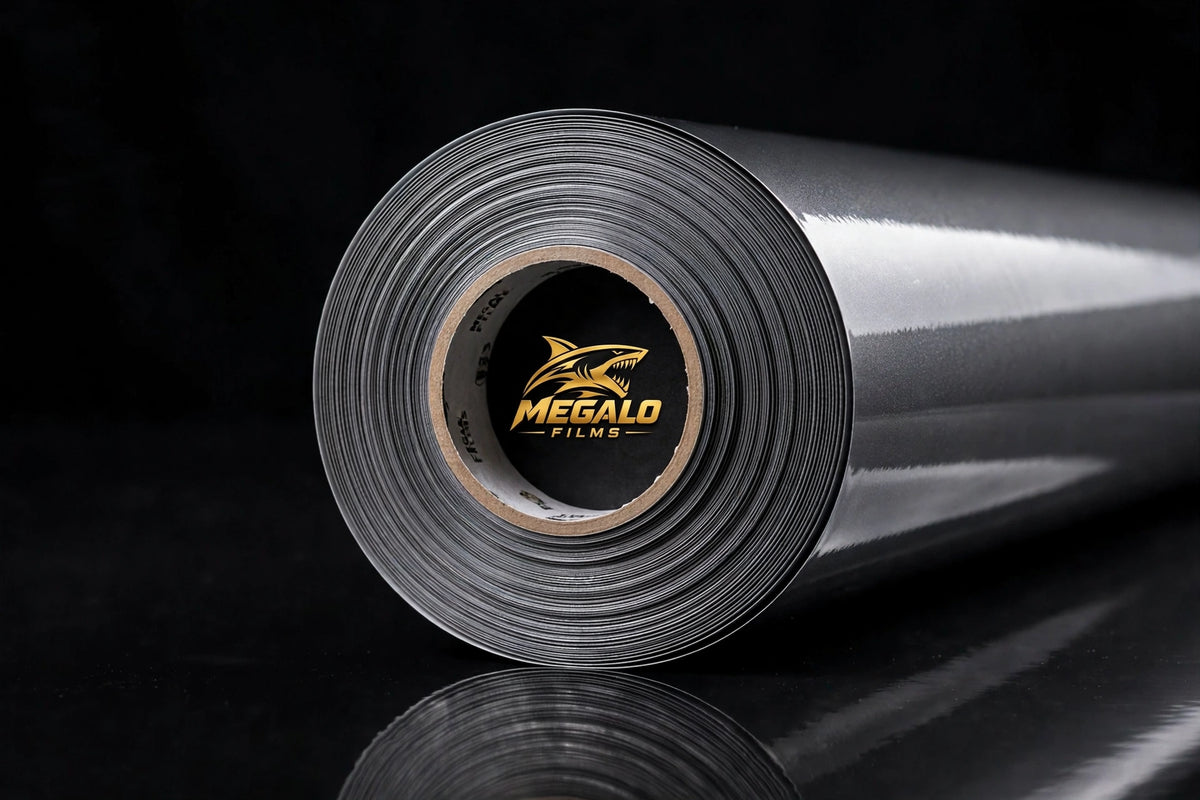 Super Gloss Midnight Gray Metallic vinyl wrap film full roll by MEGALO FILMS