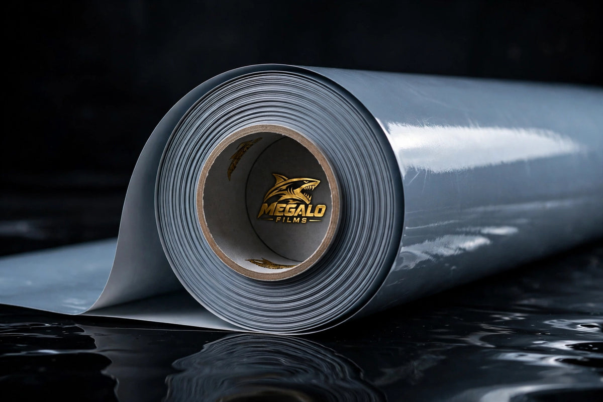 Super Gloss Dream Gray Blue vinyl wrap film full roll by MEGALO FILMS