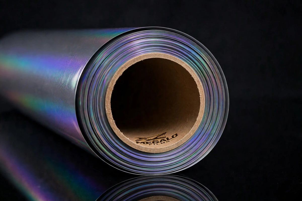 Super Gloss 3D Iridescent Psychedelic Gray vinyl wrap film full roll by MEGALO FILMS
