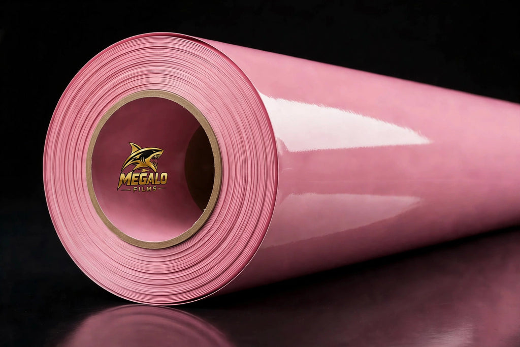 Super Gloss Rouge Pink vinyl wrap film full roll by MEGALO FILMS