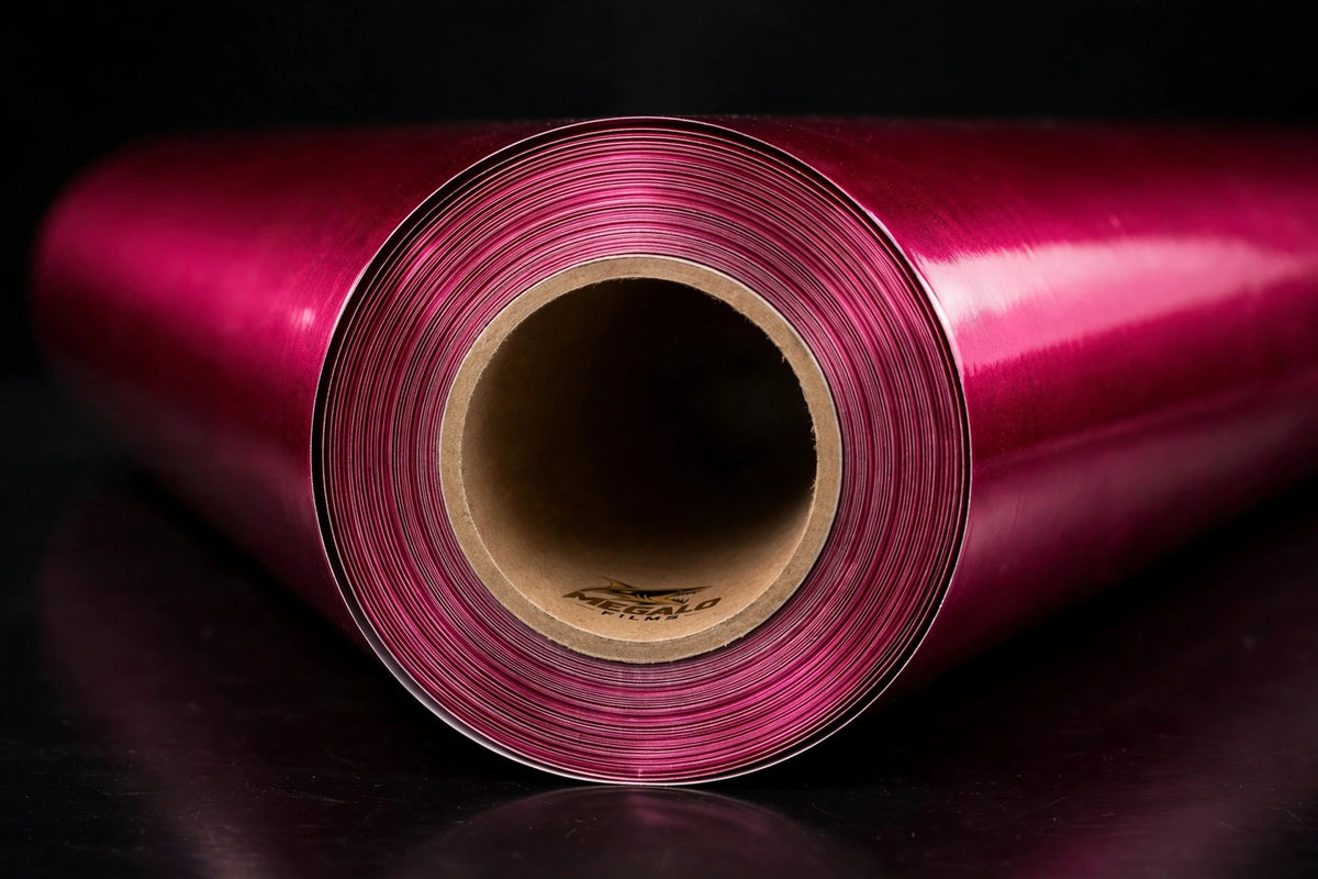 Super Gloss Rubrllite Red Metallic vinyl wrap film full roll by MEGALO FILMS