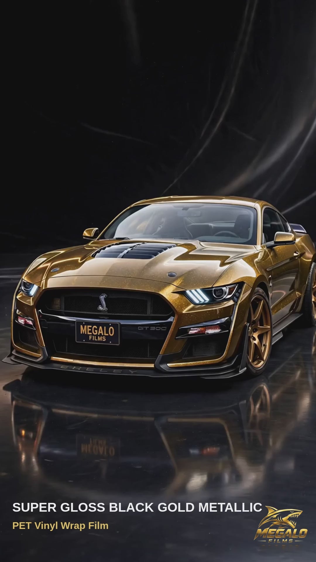 Super Gloss Black Gold Metallic — PET Vinyl Wrap Film